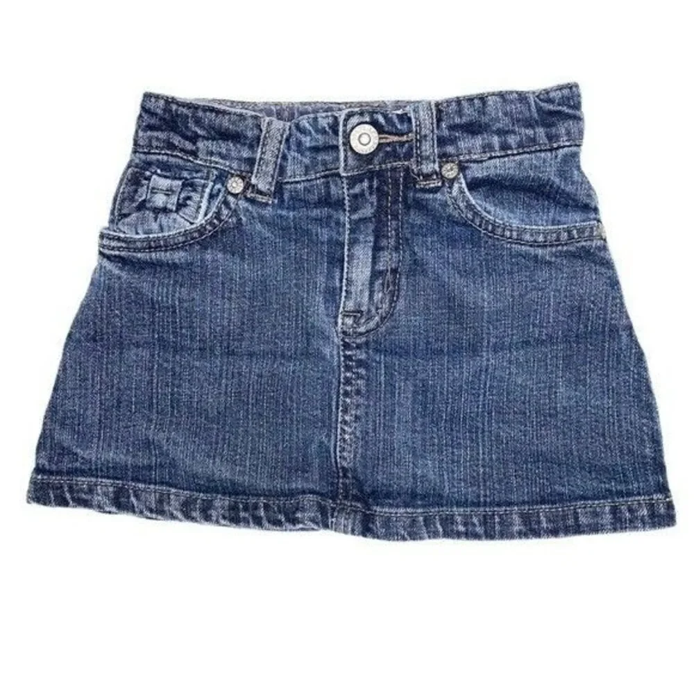 GIrls Jean Skirt Children's Place Glitter Shimmer Denim Bows & Gem Detail
